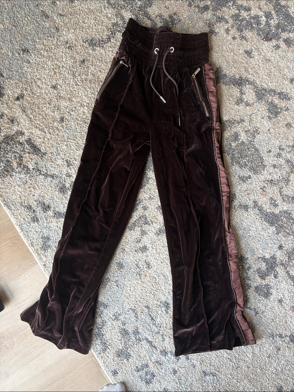 Manière De Voir Dark Brown Velvet Jogger with Satin Side Panel